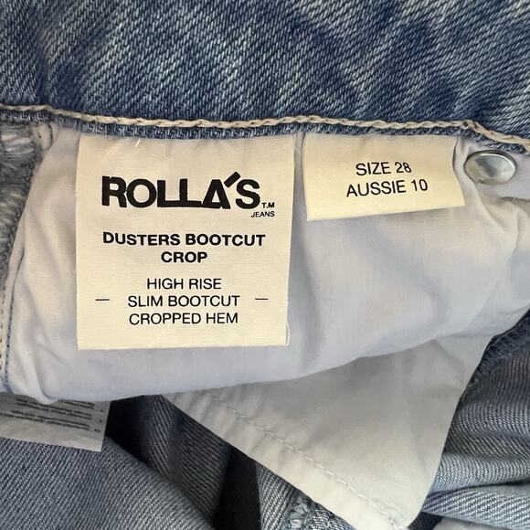 Rollas Jeans Size 28 High Rise Slim Bootcut Distress Light Wash Crop Hem i26 - Picture 6 of 6